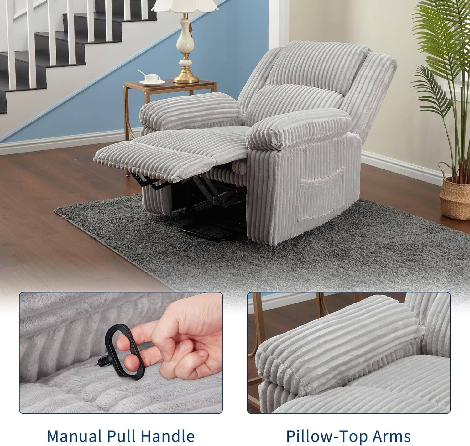 Manual Pull Handle  
Pillow-Top Arms