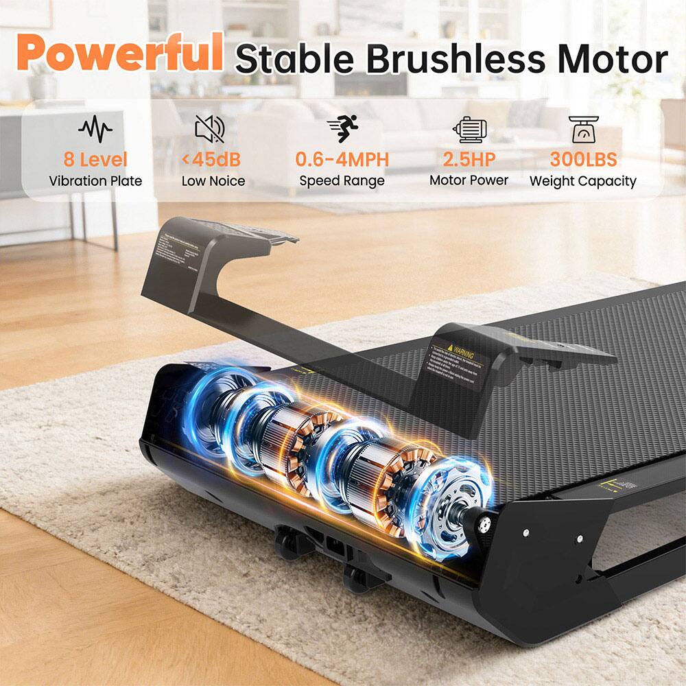 Powerful Stable Brushless Motor  
8 Level Vibration Plate  
<45dB Low Noise  
0.6-4MPH Speed Range  
2.5HP Motor Power  
300LBS Weight Capacity  
WARNING