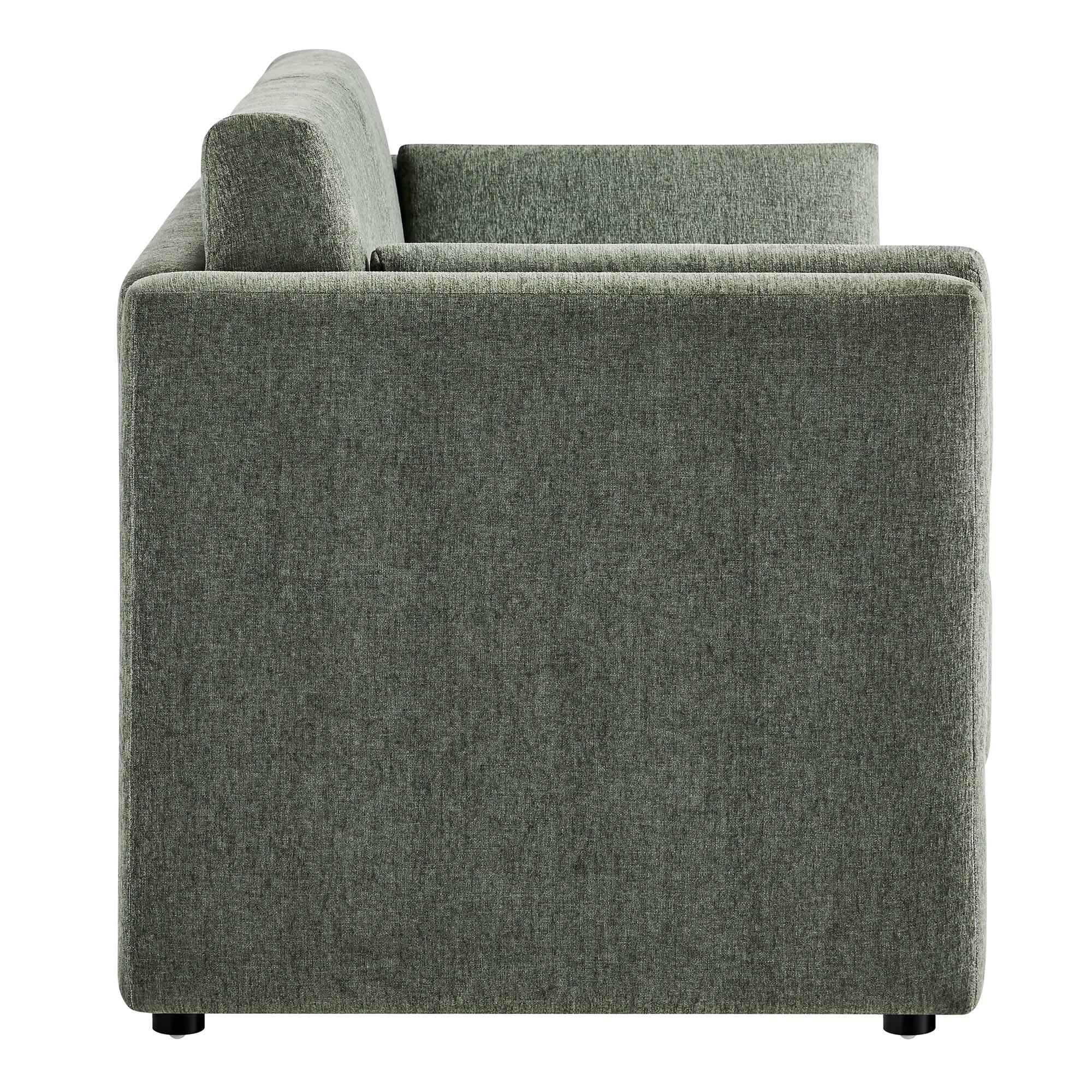 Back. Modway - Linden Upholstered Heathered Chenille Sofa by Modway - Green.