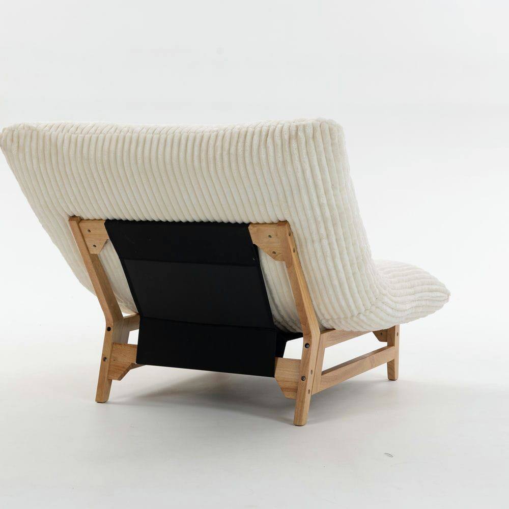 Alt View 1. Kadyn - Bean Bag Chair for Adults, Corduroy Fabric Armless Lazy Sofa with Backrest for Living Room & Bedroom, Off White - White.