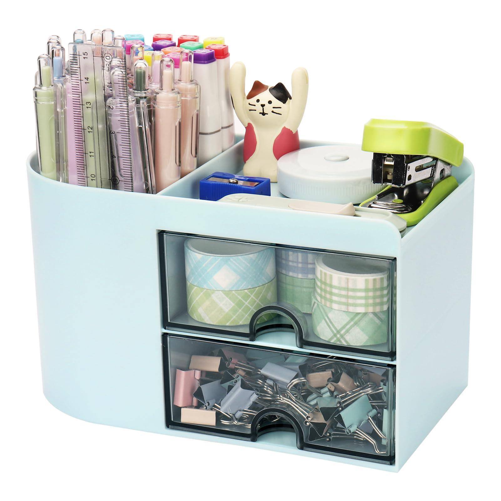 4 Compartments + 2 Drawer (Blue)