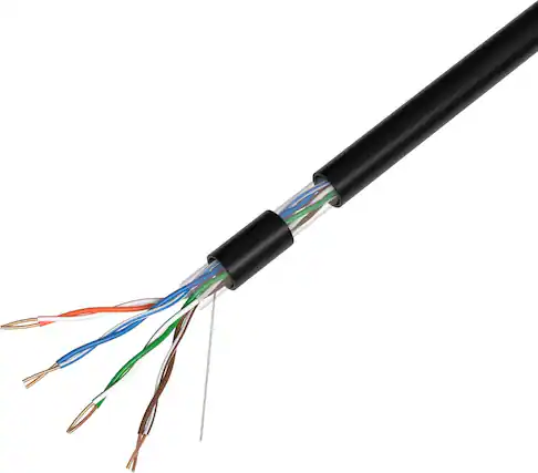 Front. Cables Direct Online - Cat5e Outdoor Direct Burial Ethernet Cable UTP 1000ft Bulk LAN Network Wire 24AWG Waterproof UV Resistant - Black.