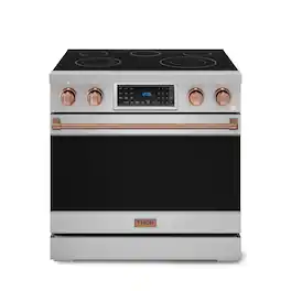 Gordon Ramsay Series by Thor Kitchen 6.0 Cu. Ft Freestanding Electric Range with Rose Gold Hardware - Stainless Steel