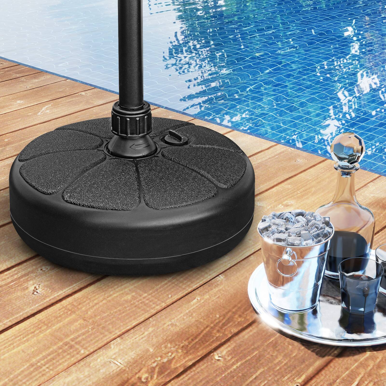 Alt View 1. Gymax - Gymax 40 LBS Patio Umbrella Base Round 14.5 Inches Water Sand Fillable Umbrella Stand - Black.