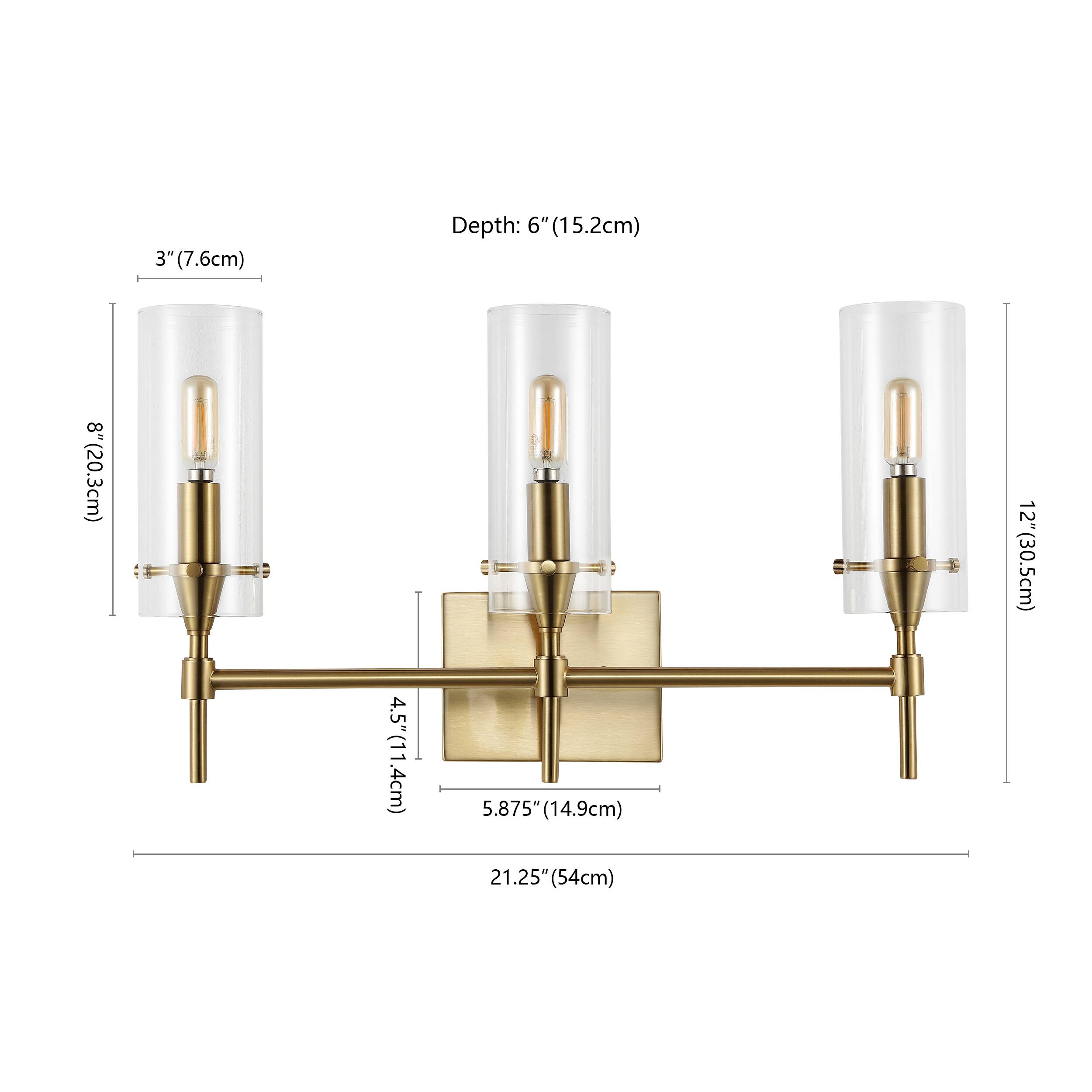 3" (7.6cm)  
Depth: 6" (15.2cm)  
8" (20.3cm)  
4.5" (11.4cm)  
5.875" (14.9cm)  
21.25" (54cm)  
12" (30.5cm)
