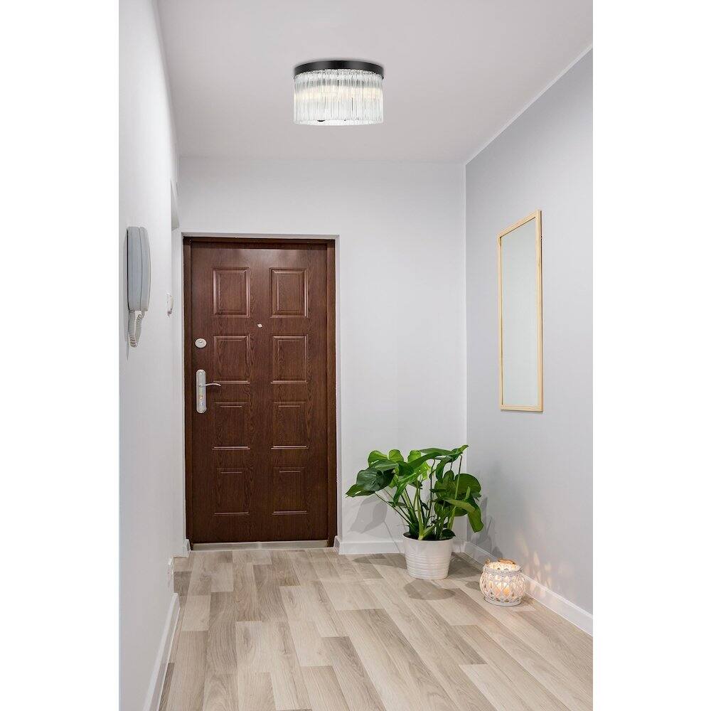 Alt View 4. Elegant Lighting - Harlow 16 Inch Flush Mount Ceiling Light In Black - Black And Clear.