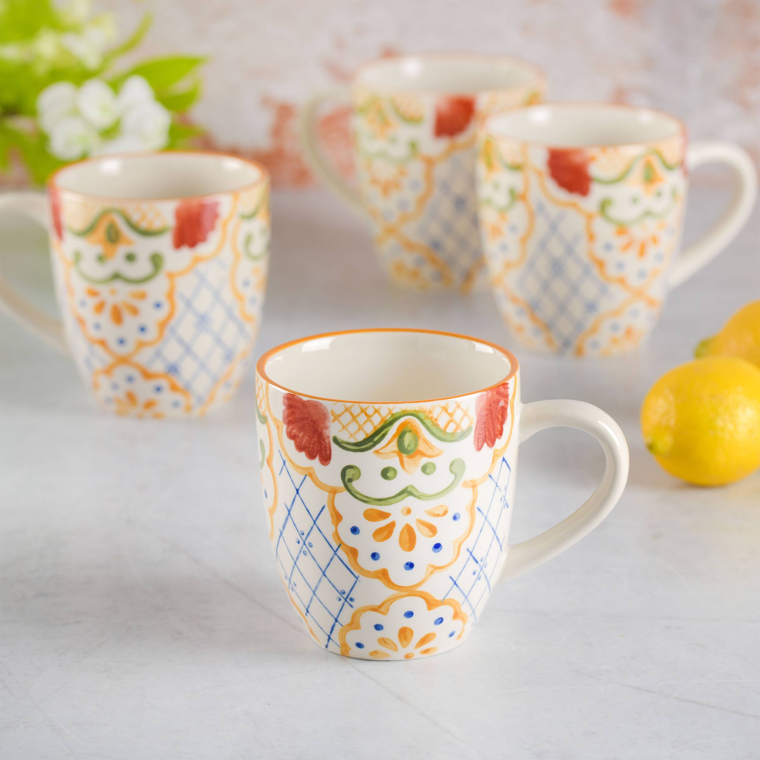 Alt View 5. Laurie Gates - Laurie Gates Tierra Mosaic 4 Piece 17.4 Ounce Hand Painted Stoneware Mug Set - Assorted.