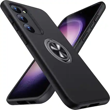 Front. Entronix - Entronix Galaxy A54 Case with 360° Circular Ring Gripstand for Ultimate Protection - Black.