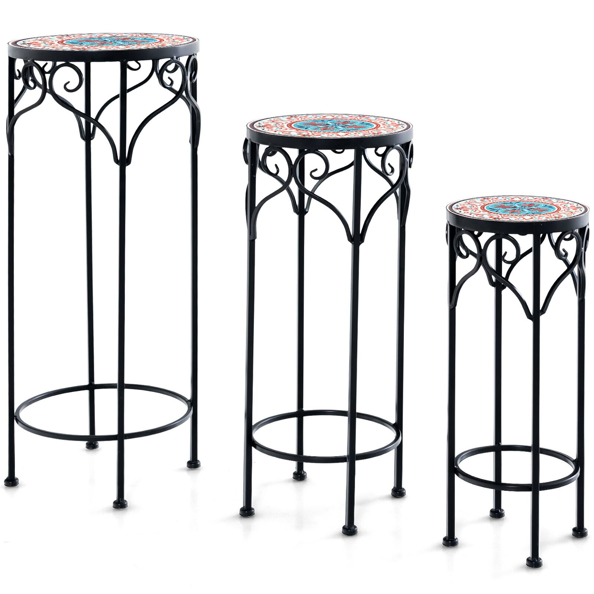 Alt View 9. Gymax - Gymax Metal Plant Stand Set of 3 Mosaic Display Rack for Potted Plants 20'' 24'' 28'' - Black.