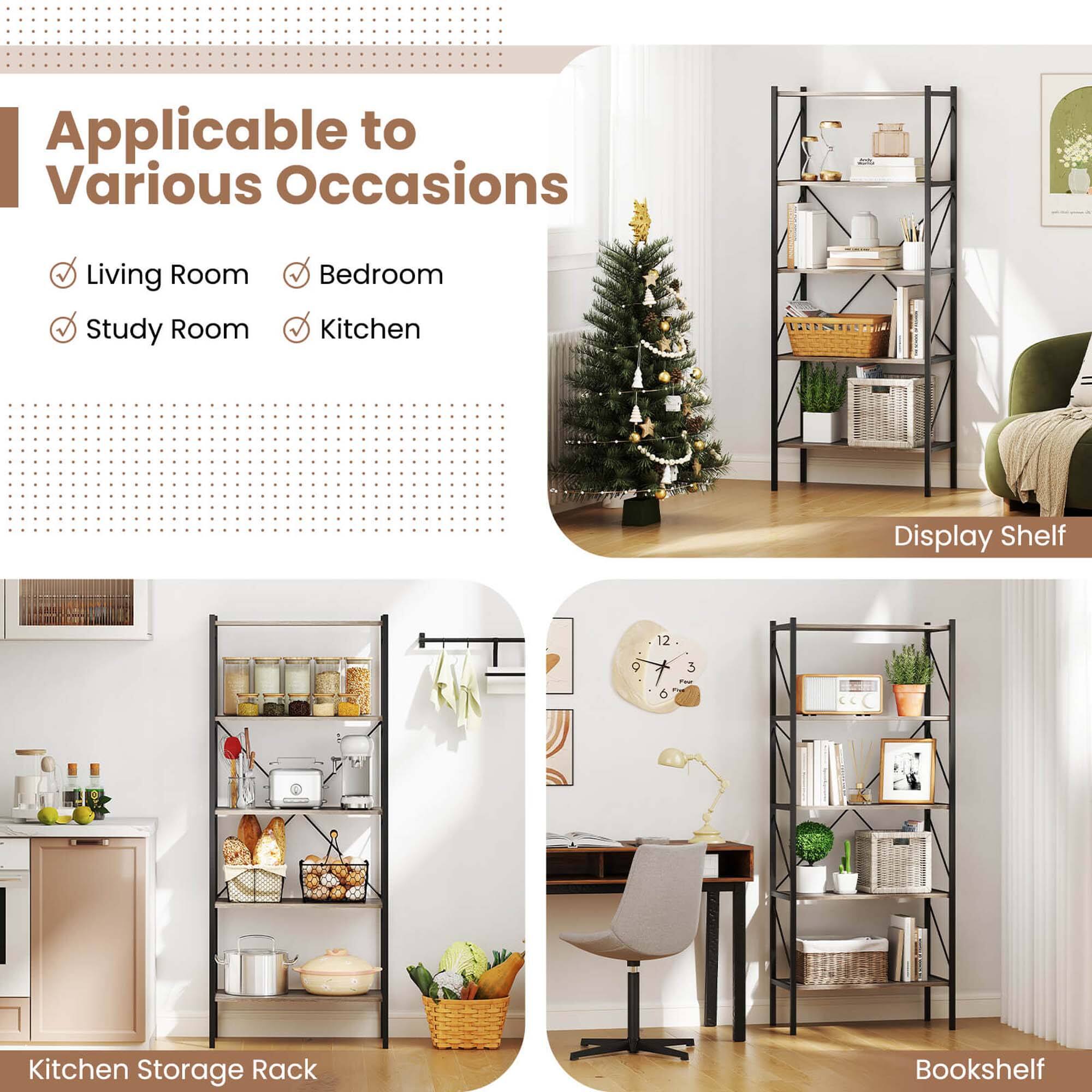 Applicable to Various Occasions

Living Room
Study Room
Bedroom
Kitchen

Display Shelf
Kitchen Storage Rack
Bookshelf