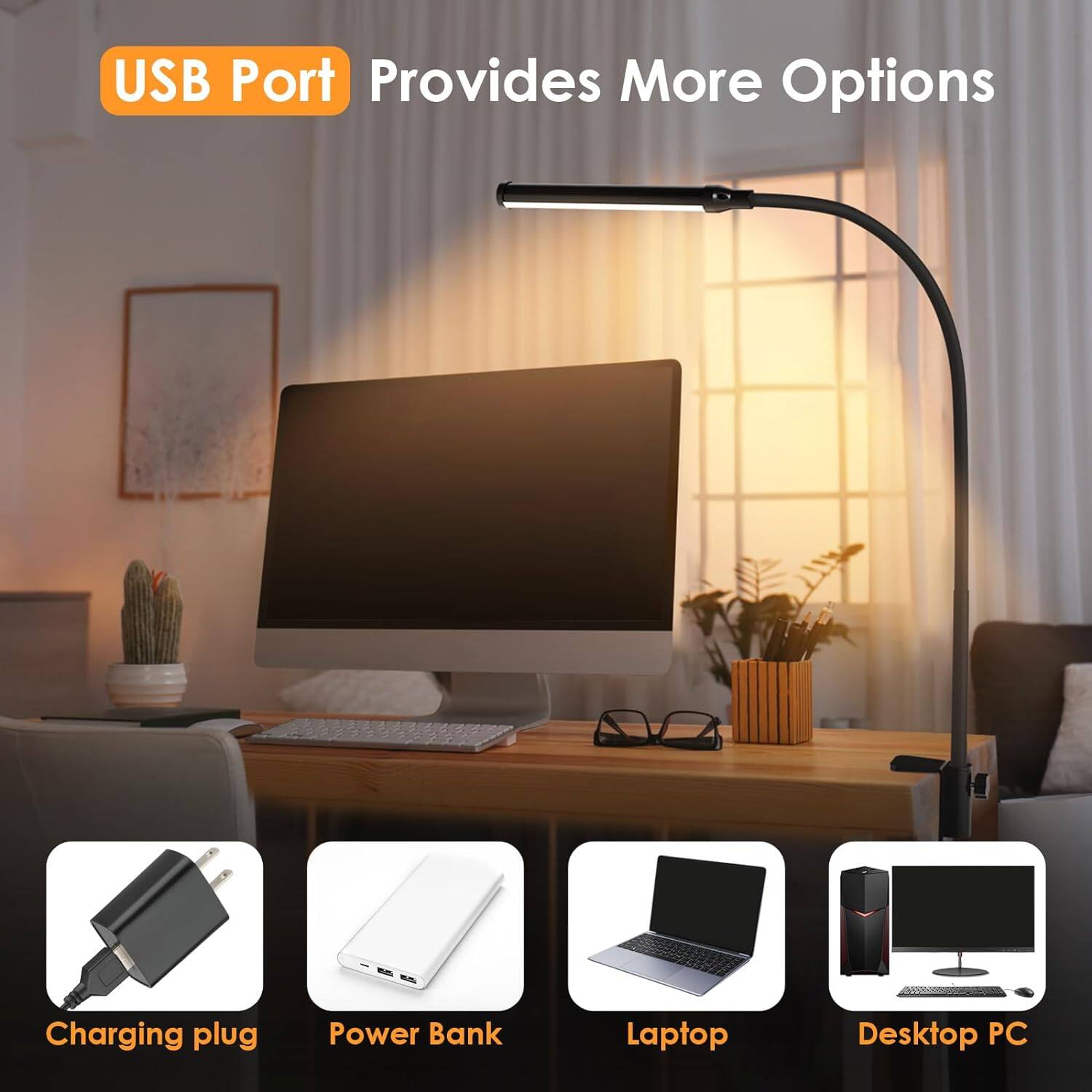 USB Port Provides More Options

- Charging plug
- Power Bank
- Laptop
- Desktop PC
