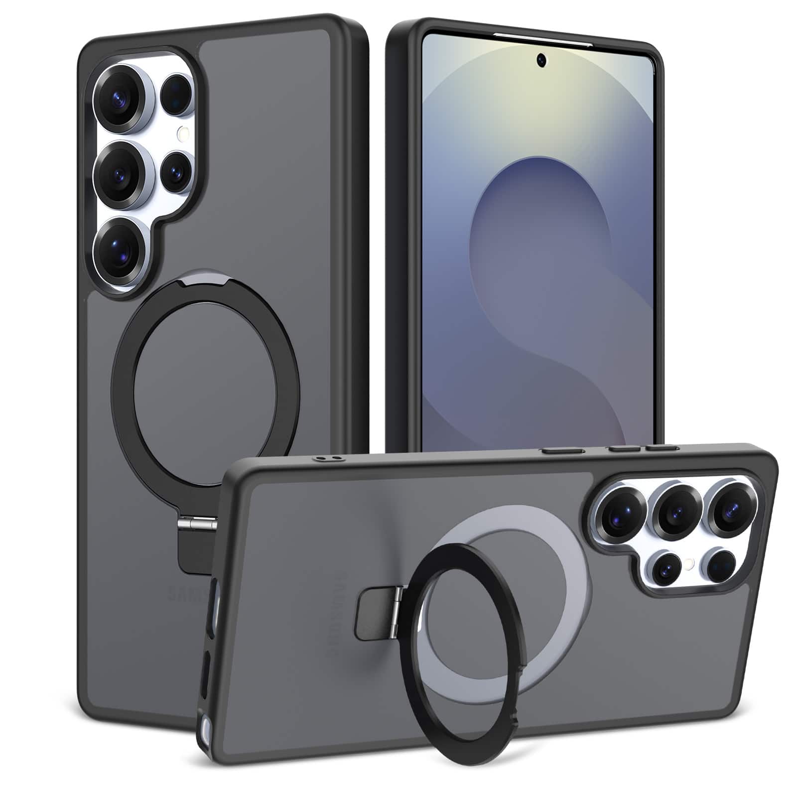 Dteck - Magnetic Case For Samsung Galaxy S26 Ultra Slim Shockproof Matte Frosted Ring Kickstand Magnetic Cover Women Men - Black price history on PriceWatchPro