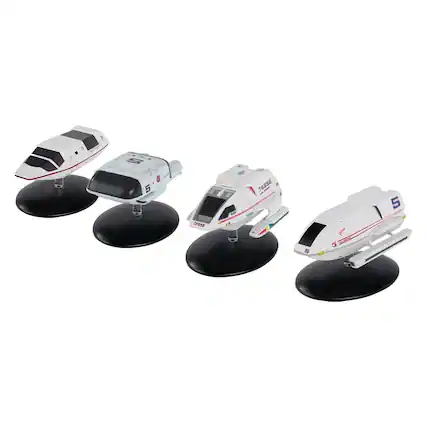 Front. Eaglemoss - Eaglemoss Star Trek Shuttlecraft Set 5 Air Tram, Starfleet Tug, Galileo, Type-8 - Grey.
