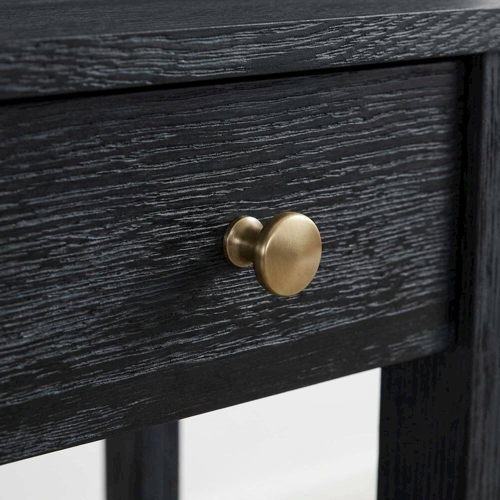Back. FurniFact - Black Nightstand, 2 Drawers, Modern Design, Sturdy Poplar, Veneer Construction - Black.