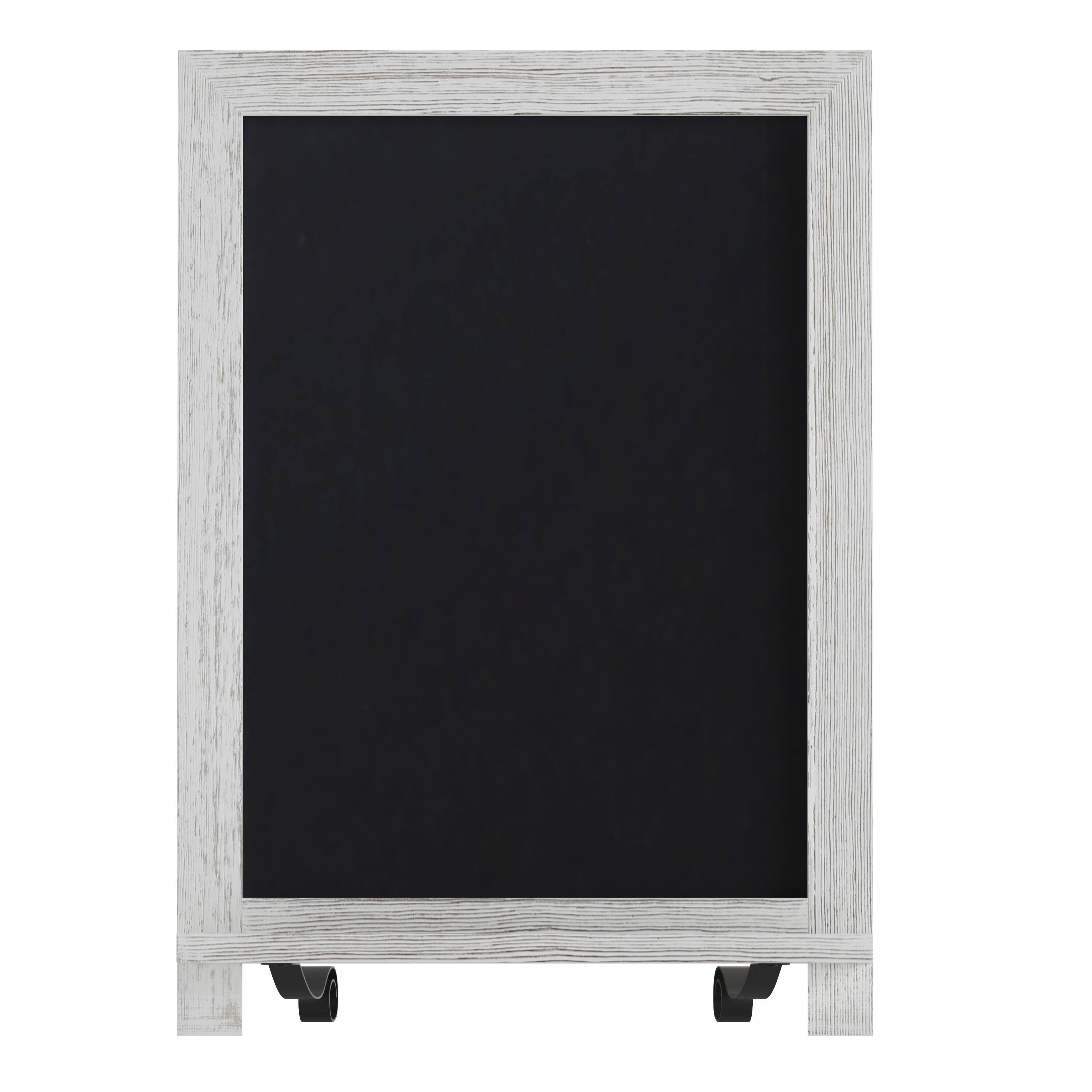 Alt View 10. Emma + Oliver - Burke Rustic Vintage Tabletop or Wall Hanging Chalkboard with Magnetic Surface and Folding Legs - White Wash.