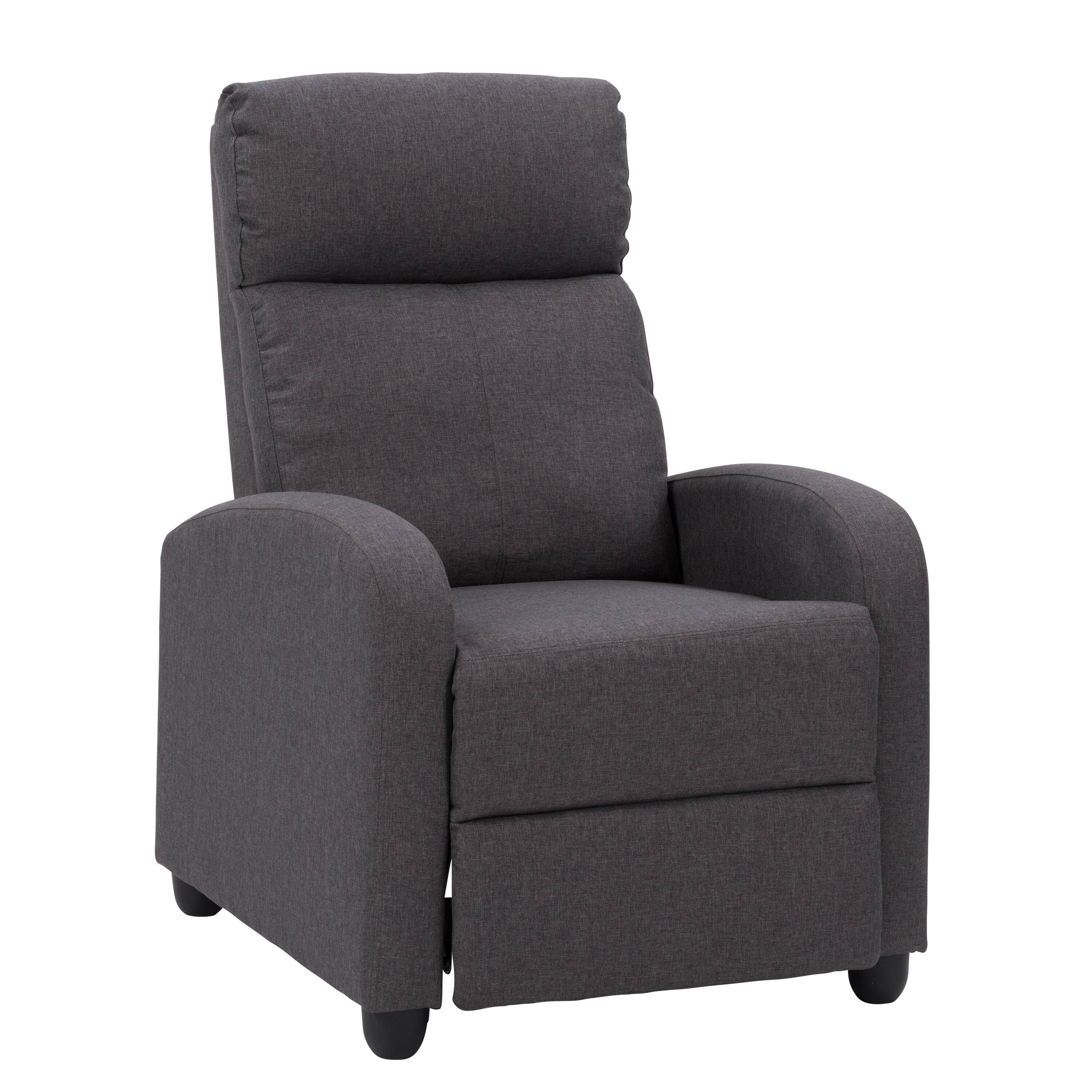 Angle. CorLiving - Oren Fabric Recliner - Dark Grey.