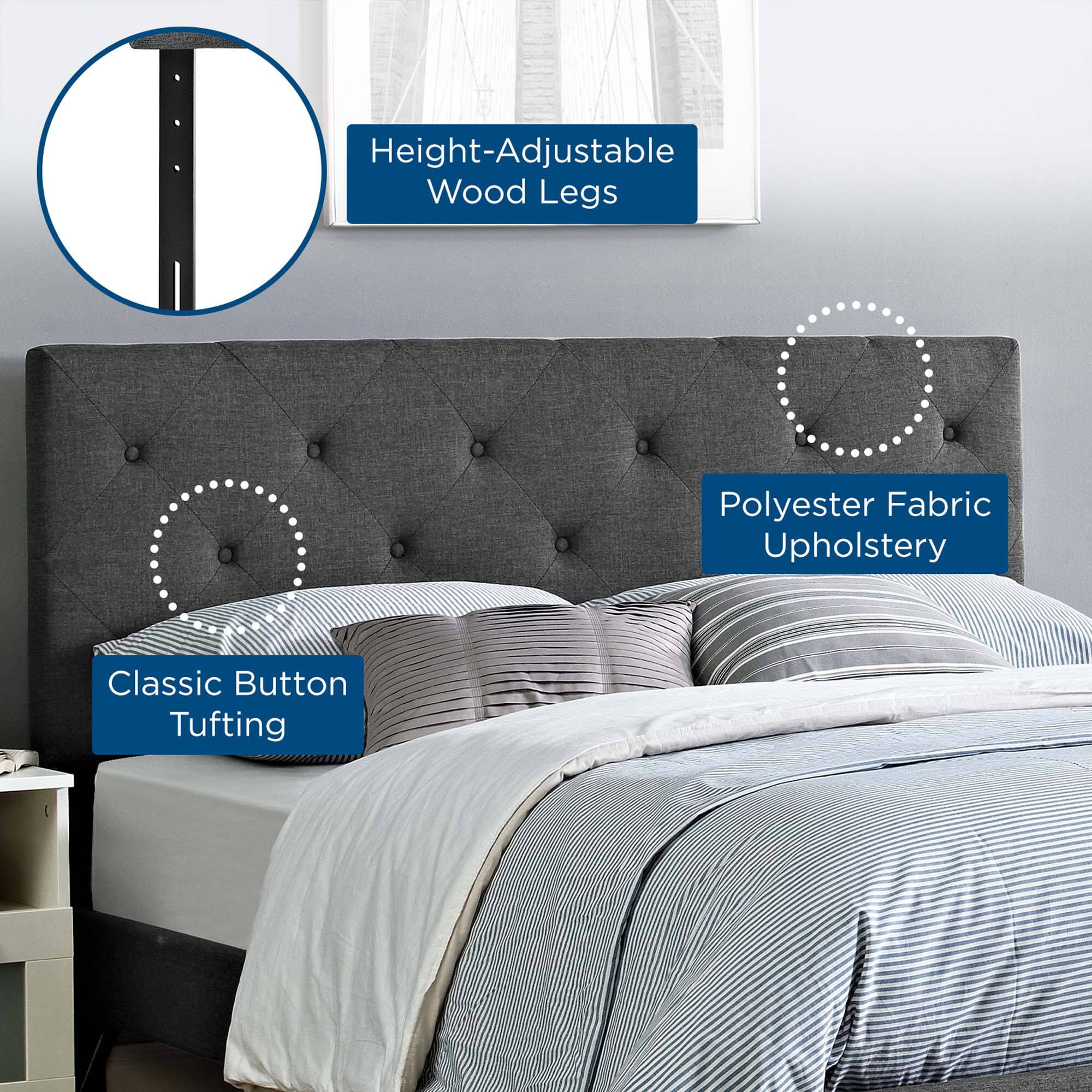 Height-Adjustable Wood Legs  
Polyester Fabric Upholstery  
Classic Button Tufting