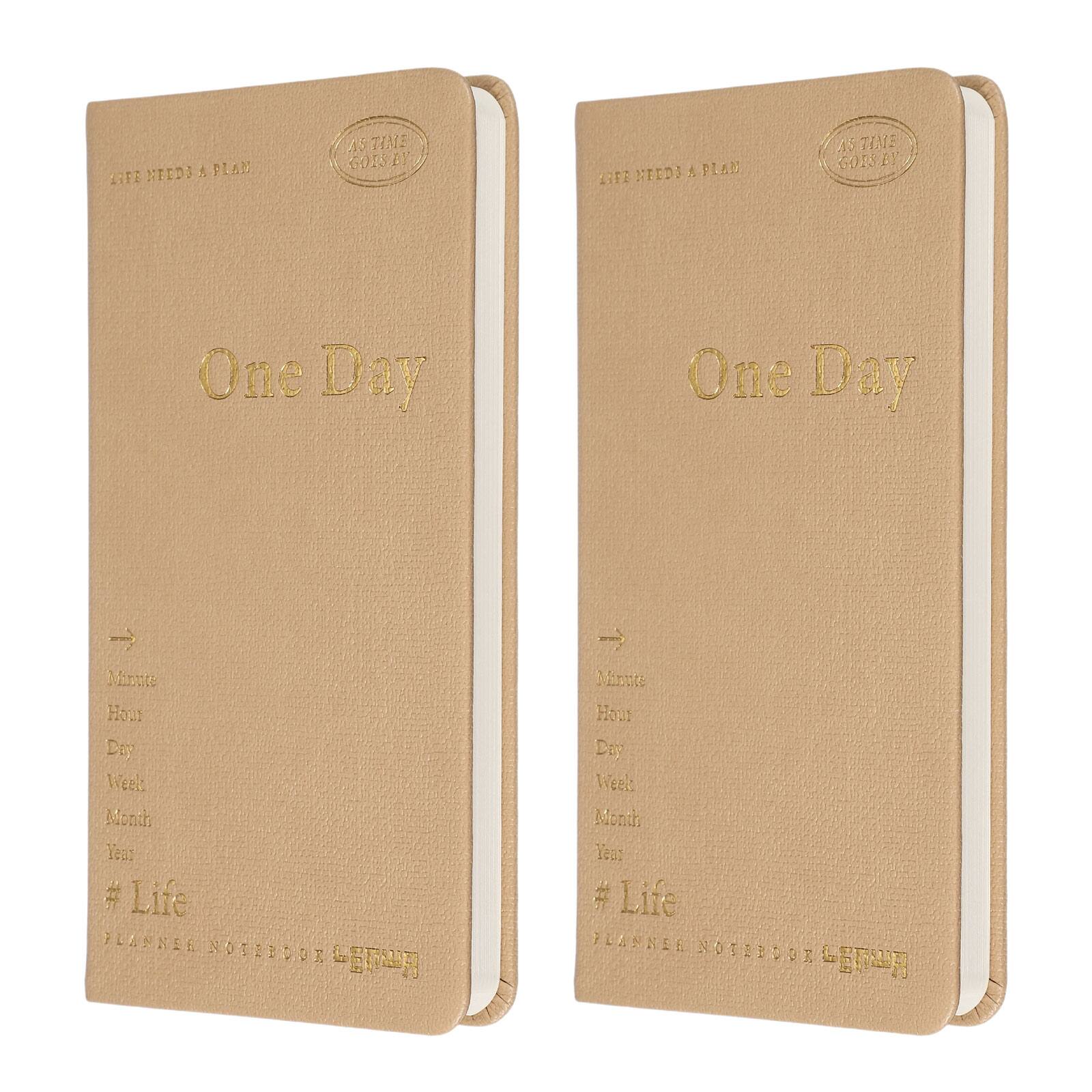 Unique Bargains - 2pcs Planner Notebook, 7x3.8 Inch 96 Sheets Undated Daily Planner Pocket To Do List Weekly Goals Office/Home - Brown