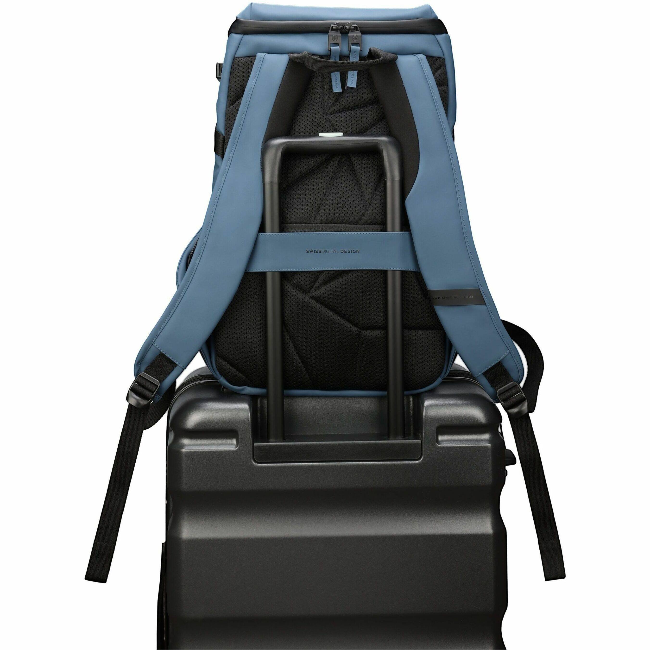 Alt View 29. Swissdigital Design - LAMONE L LED TSA-Friendly Water-Resistant Backpack With USB Charging Port  RFID Protection and Fits Up to 16″ Laptop - Dark Blue.