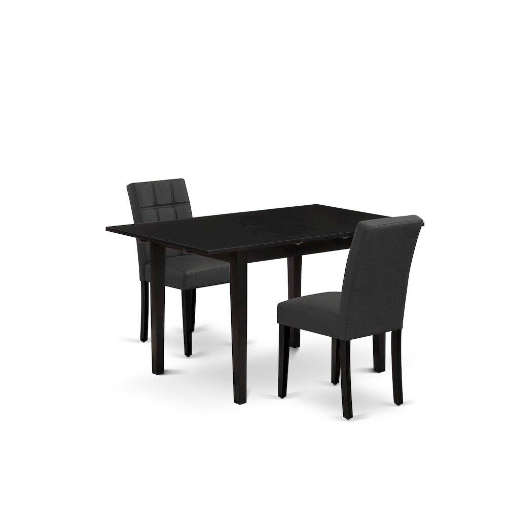 Alt View 6. East West Furniture - 3 Piece Dinner Table Set consists A Wooden Table - Black.