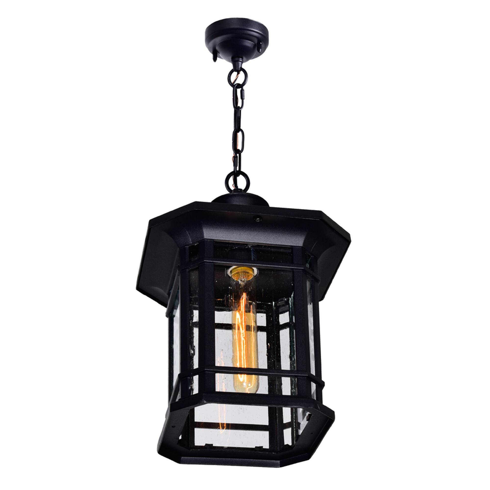 Angle. CWI Lighting - Blackburn 1 Light Outdoor Black Pendant - Black.