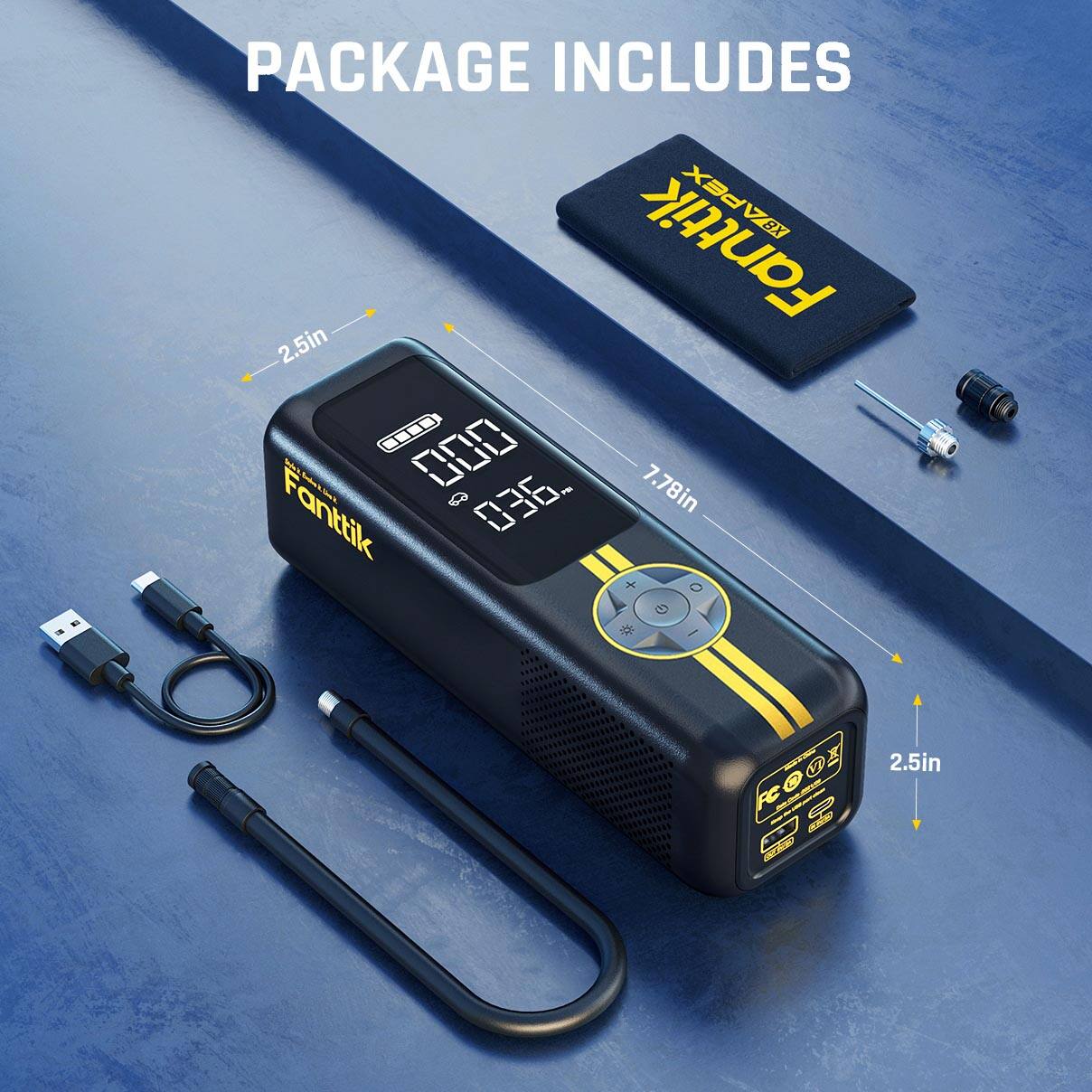 Package includes APEX Fanttik 2.5in W 000 0 036.7 7.78in Fanttik + O 2.5in: FC case.