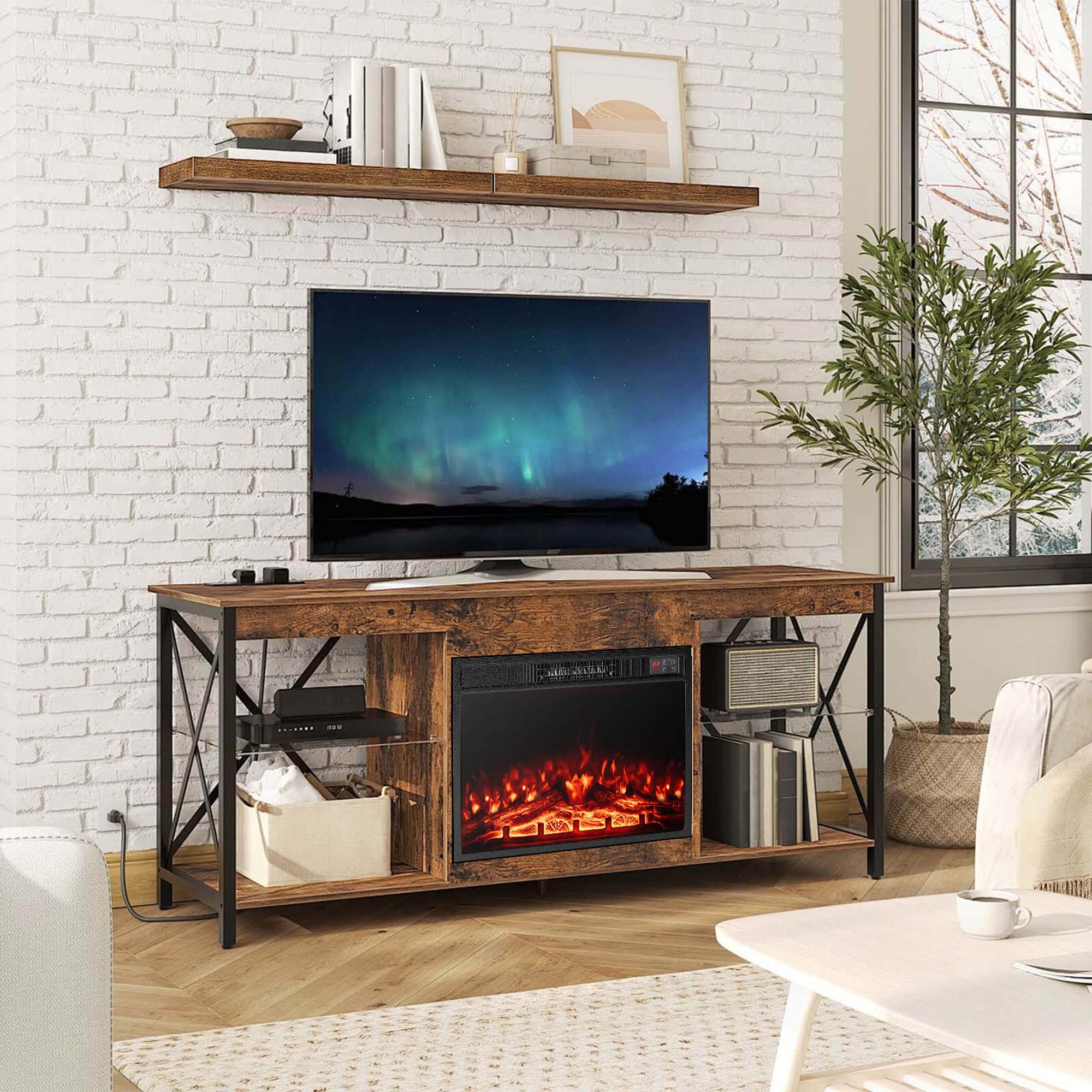 Alt View 3. Costway - Costway 23" Electric Fireplace Insert with Remote Control Adjustable Flame Color Brightness - Black.