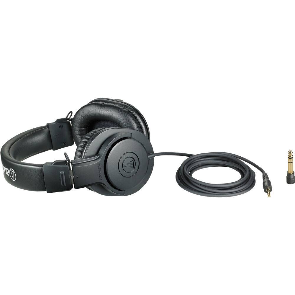 Alt View 4. Audio-Technica - Audio-Technica ATH-M20x Professional Studio Monitor Headphones, Headphone stand.