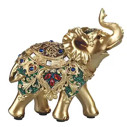 Front. FC Design - FC Design 5.5"H Thai Elephant Figurine Statue Office Desk Tabletop Home Decor Gift - Multi-Color.