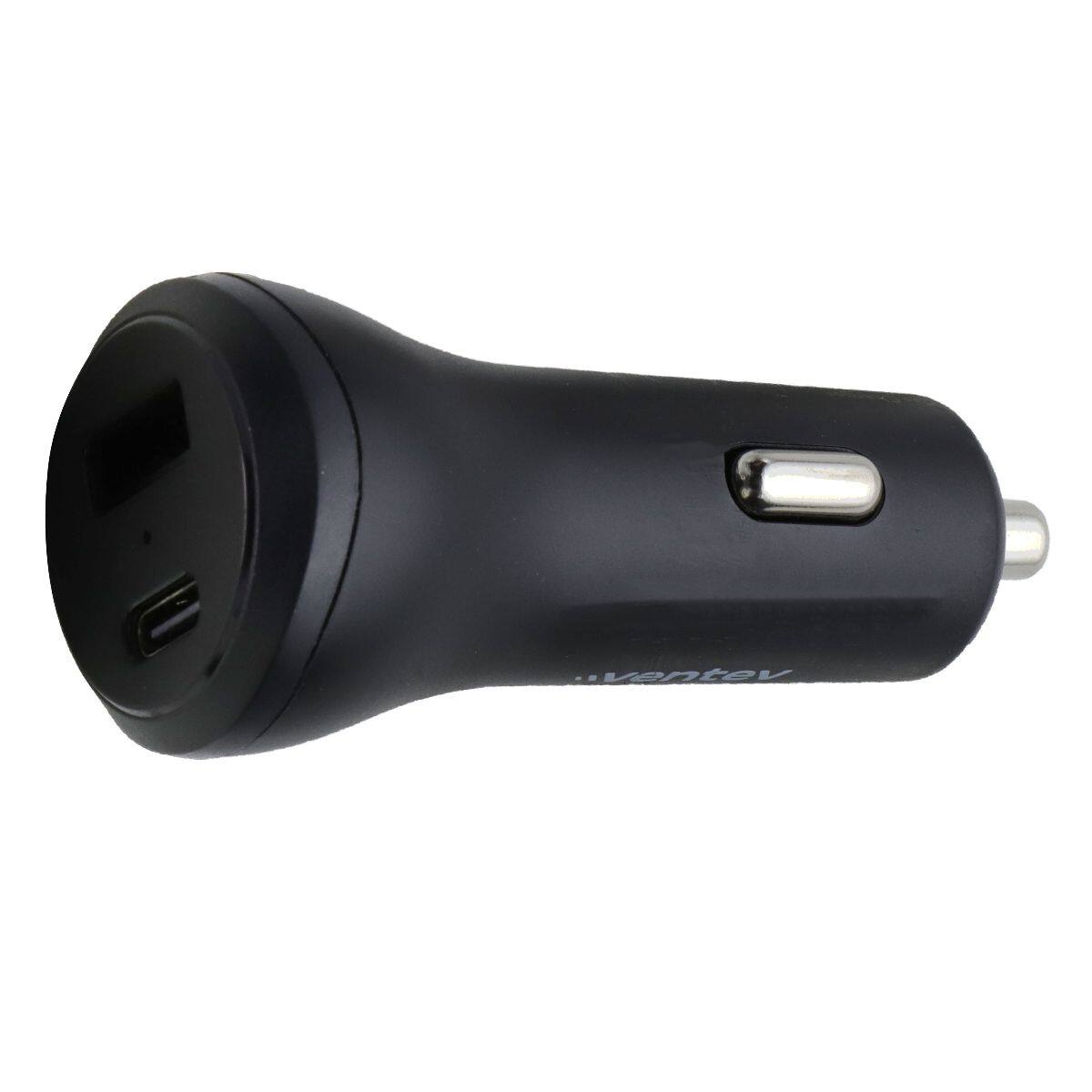 Angle. Ventev - 32W Dual Port USB-C and USB-A Ultra Fast Car Charger - Black - Black.