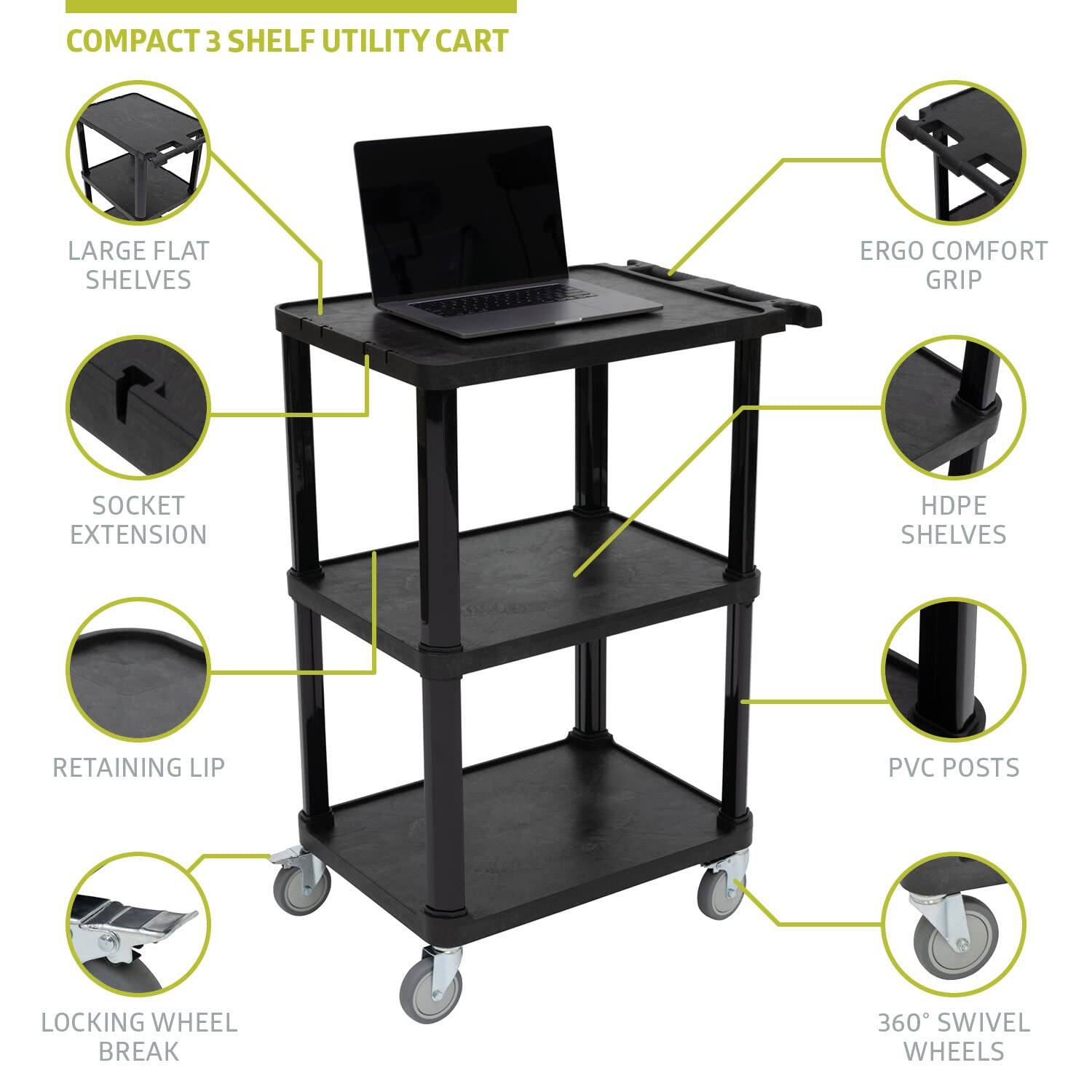 The Best Inks 3 tier Compact Multi purpose Plastic Utility Cart With ...
