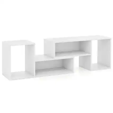Front. Pefilos - 2 Pieces Adjustable TV Stand for TVs up to 55 Inch with Storage Cubes, White TV Cabinet - White.