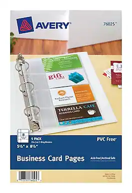 Avery - Business Card Sheet Protectors, 5.5" x 8.5", 5/Pack - Clear