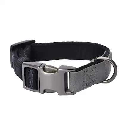 Front. PET MARVEL - PET MARVEL Heavy Duty Solid Dog Collar Neoprene Padded 1 in Wide, Grey S - Grey.