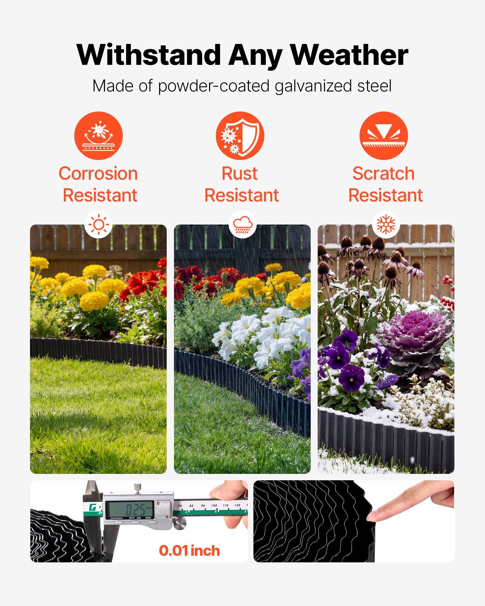 Withstand Any Weather  
Made of powder-coated galvanized steel  
Corrosion Resistant  
Rust Resistant  
Scratch Resistant  

0.25 - N  
0.01 inch