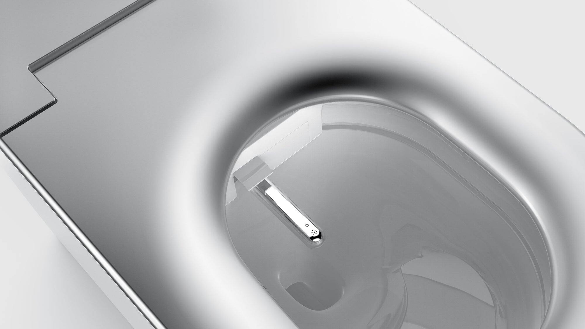 Angle. Boyel Living - Silver Pro Version Smart Toilet Multi Mode Cleaning Heated Seat Auto Lid Sensor Flush Premium Full Function Design - SILVER.