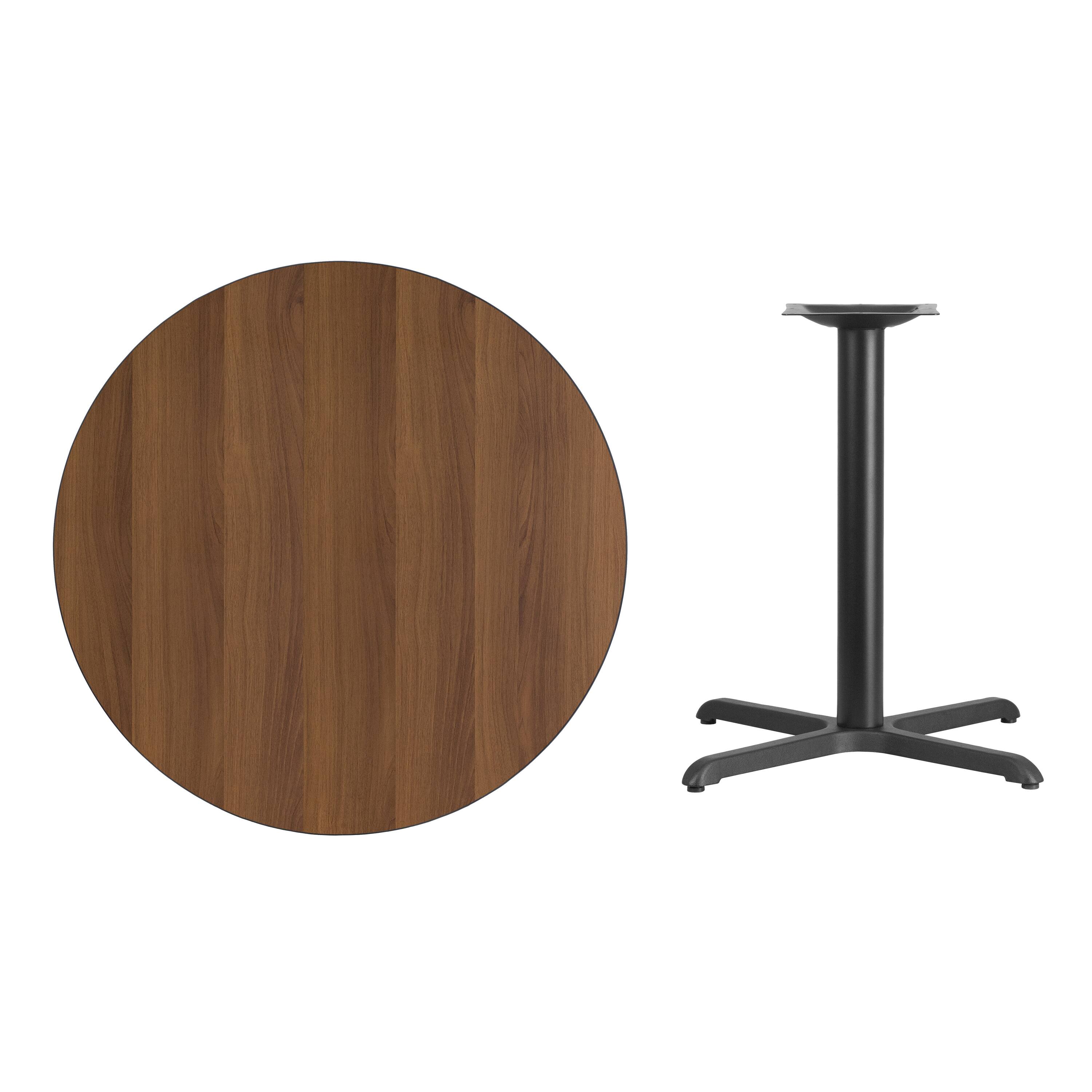 Alt View 2. Emma + Oliver - 36" Round Laminate Table Top with 30"x30" Table Height Base - Walnut.
