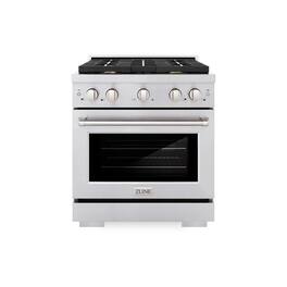 ZLINE - 30" Paramount Dual Fuel Stainless Steel Range with 4 Brass Burners and Convection Oven (SDR-BR-30) - Stainless Steel