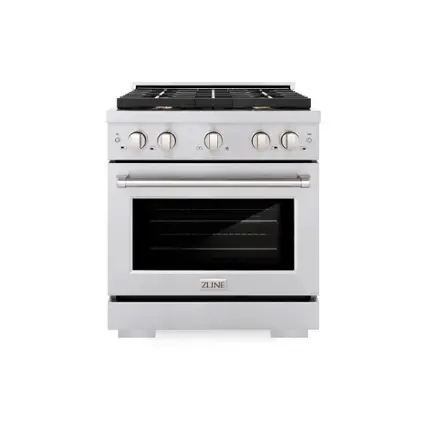 Front. ZLINE - ZLINE 30" Paramount Dual Fuel Stainless Steel Range w/ 4 Brass Burners & Convection Oven (SDR-BR-30) - Stainless Steel.