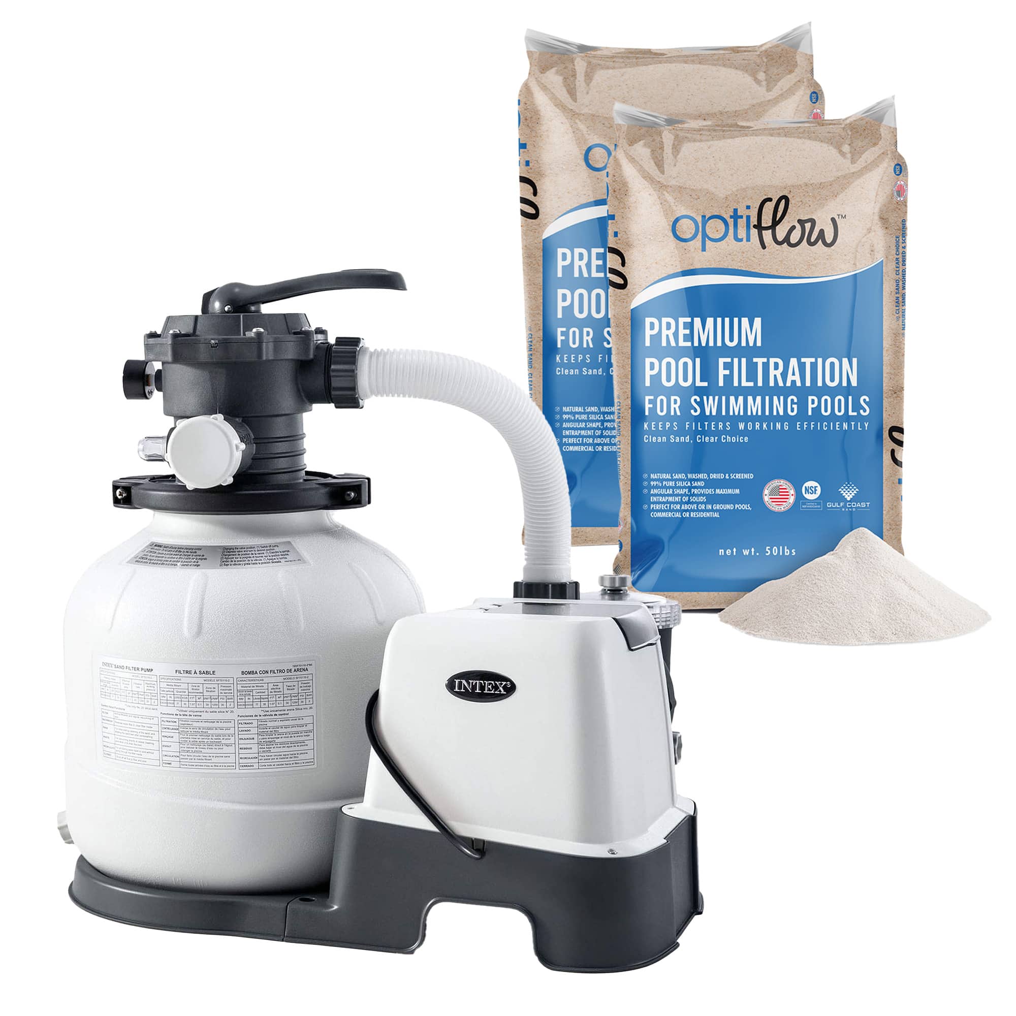 Intex - Krystal Clear 1600GPH Sand Filter Pump & OptiFlow Premium Pool Filter Sand price history on PriceWatchPro