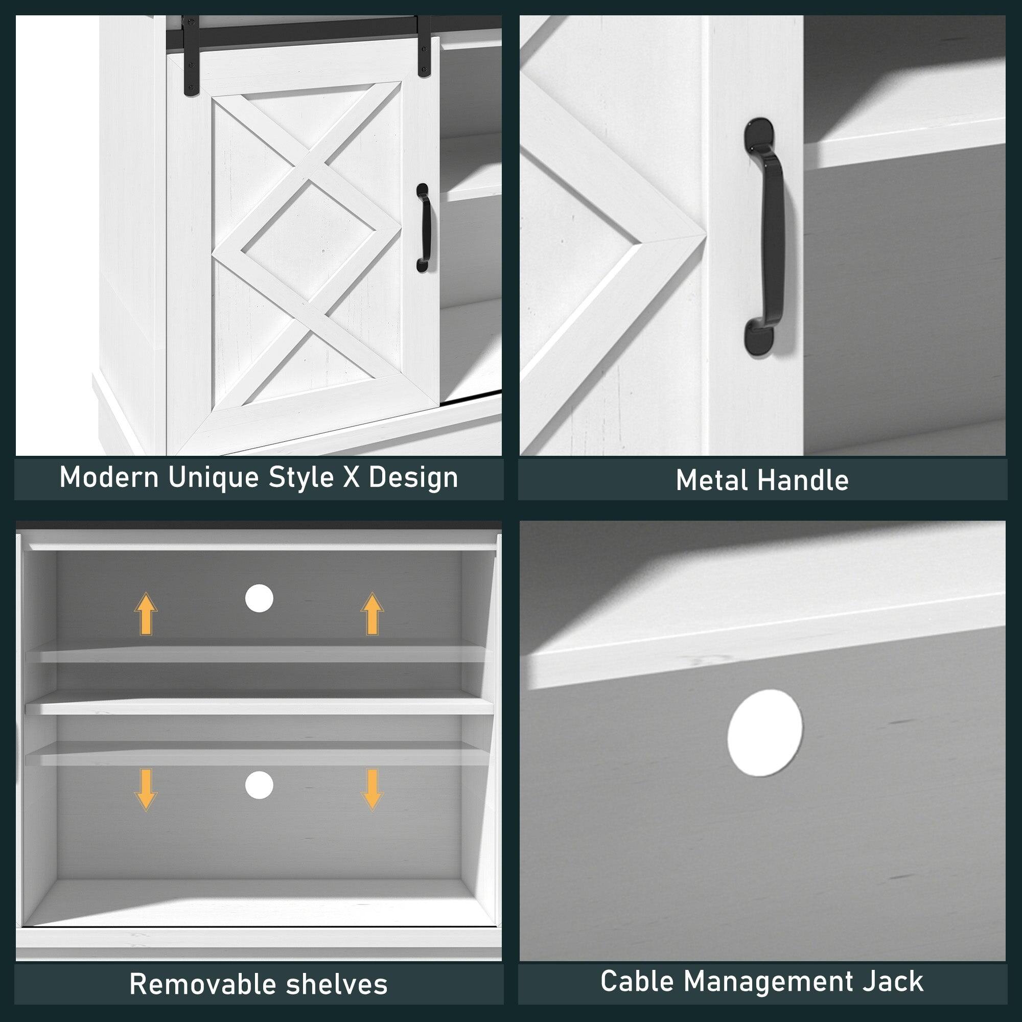 Modern Unique Style X Design  
Metal Handle  
Removable shelves  
Cable Management Jack