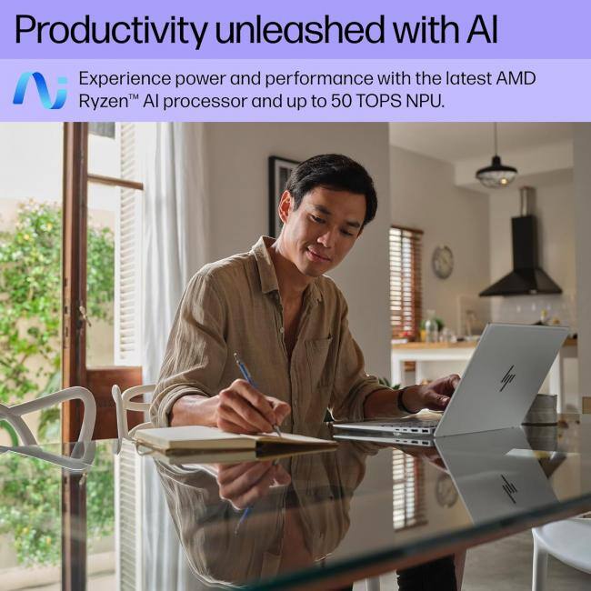 Productivity unleashed with AI
Experience power and performance with the latest AMD Ryzen AI processor and up to 50 TOPS NPU.