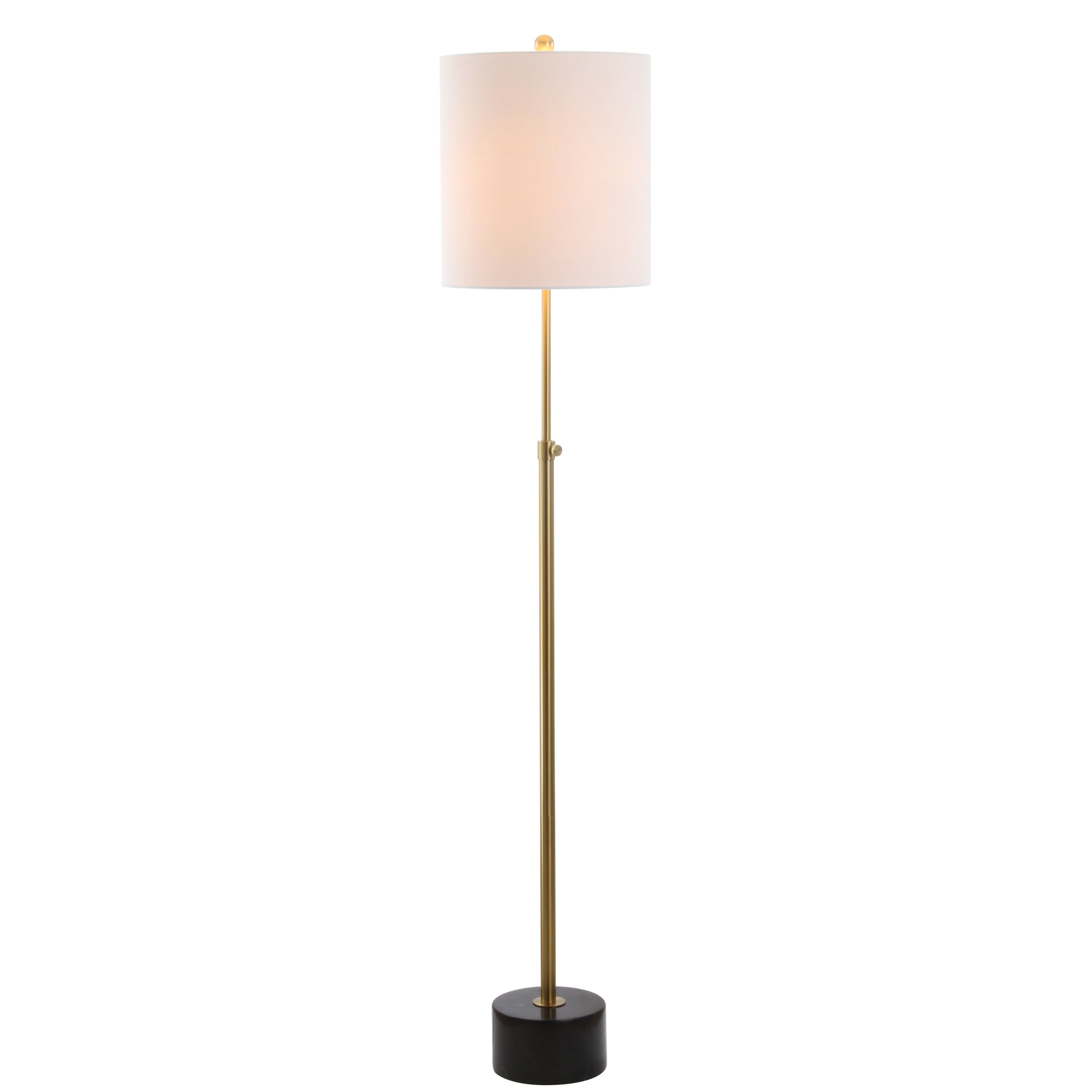 Jonathan Y - Crosby 66" Adjustable Height Metal LED Floor Lamp, Brass/Black Marble - Brass Gold/Black