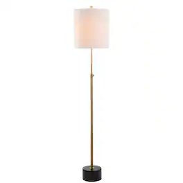Jonathan Y - Crosby 66" Adjustable Height Metal LED Floor Lamp, Brass/Black Marble - Brass Gold/Black