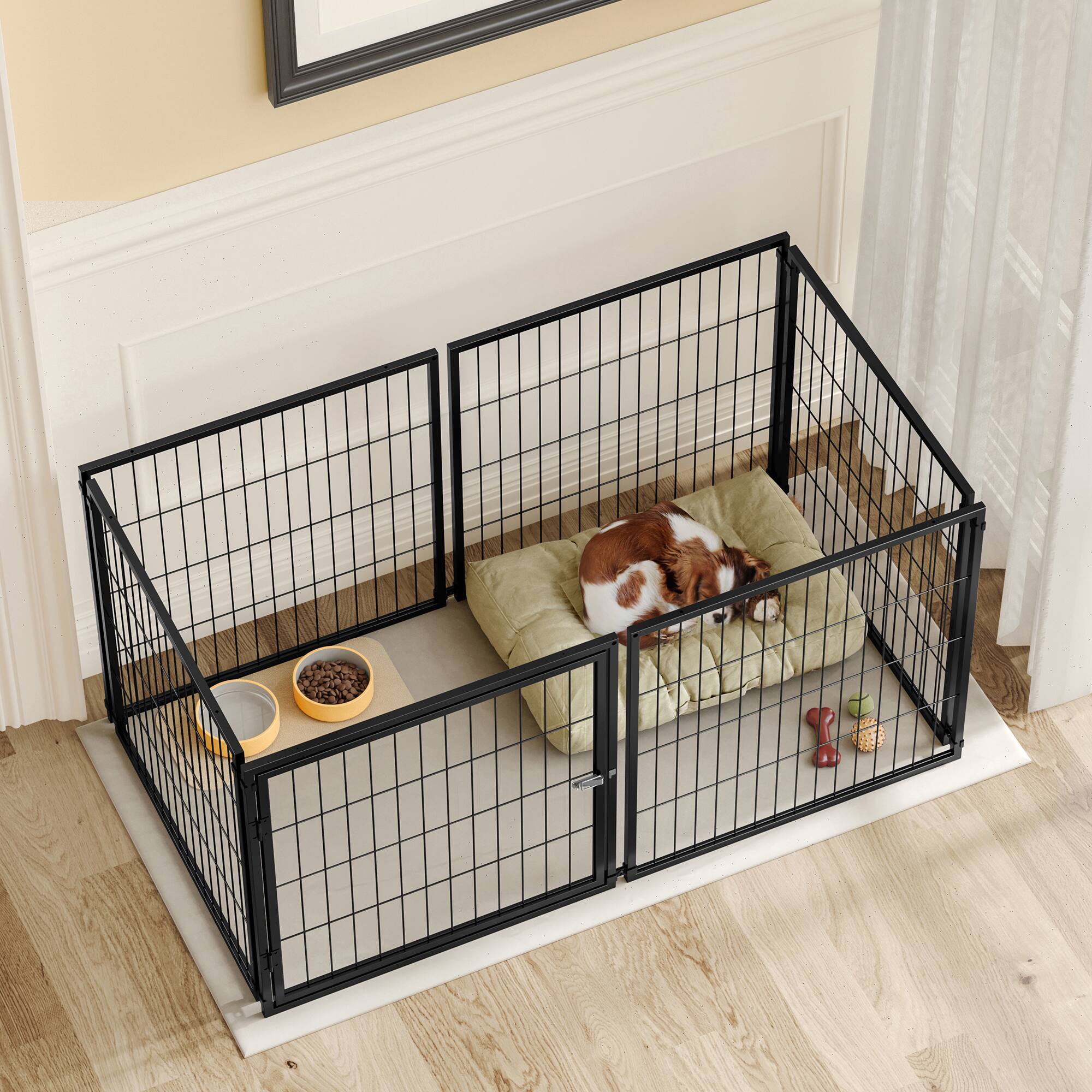 Alt View 2. Runesay - Black 48" Large Indoor Dog Pet Cage Dog Kennel for Medium Dogs Puppy Dog Playpen with Top.
