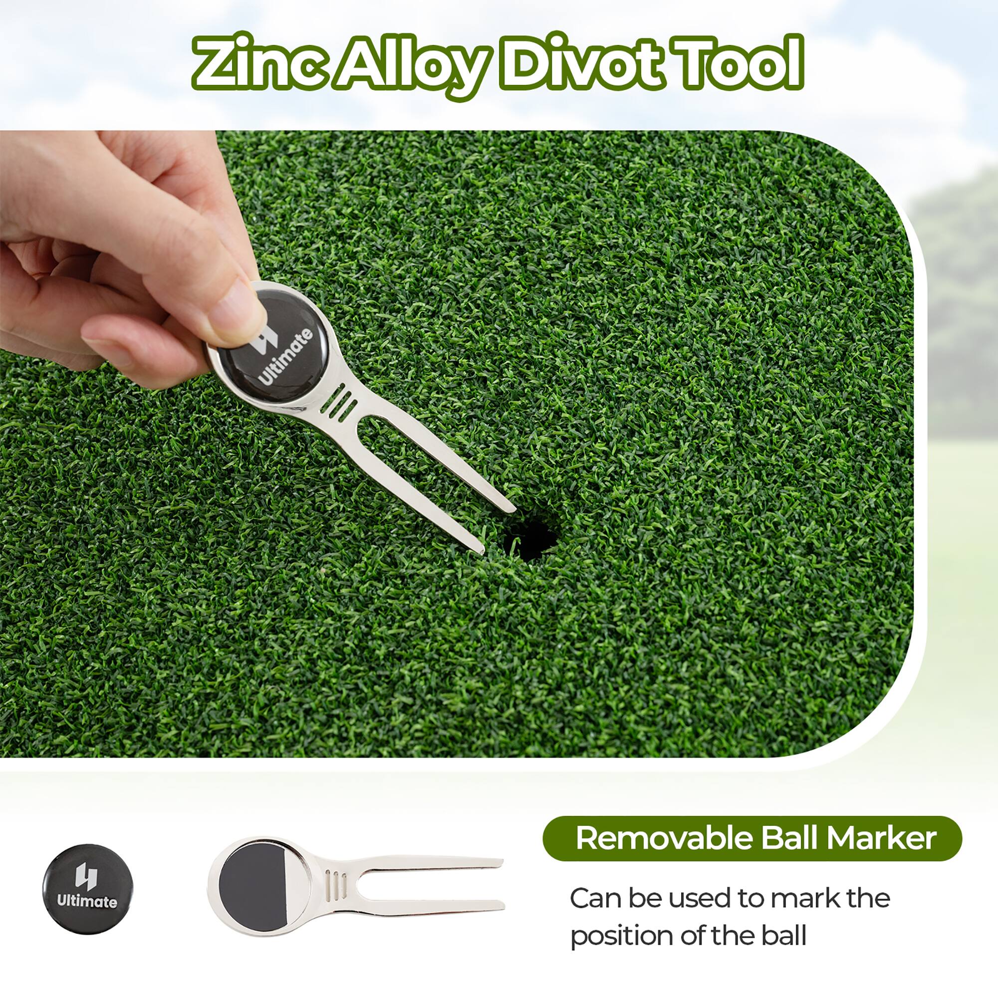 Zinc Alloy Divot Tool

Removable Ball Marker
Can be used to mark the position of the ball
