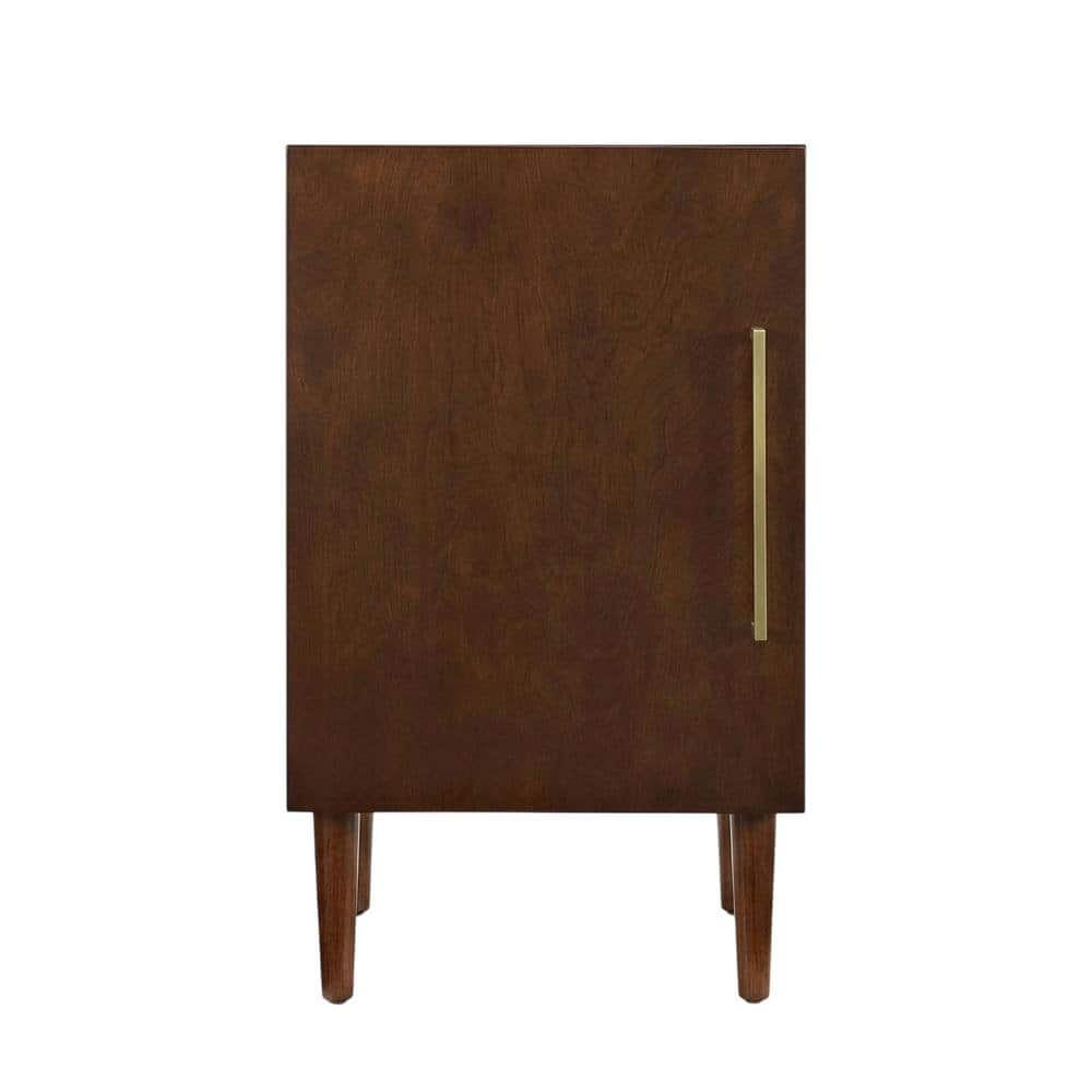 FurniFact - Mahogany Record Player Stand with Anti-Tip Mechanism and Elevated Clearance - Brown