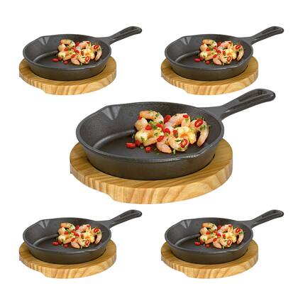 Front. Kuechenprofi - Kchenprofi Serving Pan Round With Wooden Board (5-pack) (Restaurant pack) - Black.