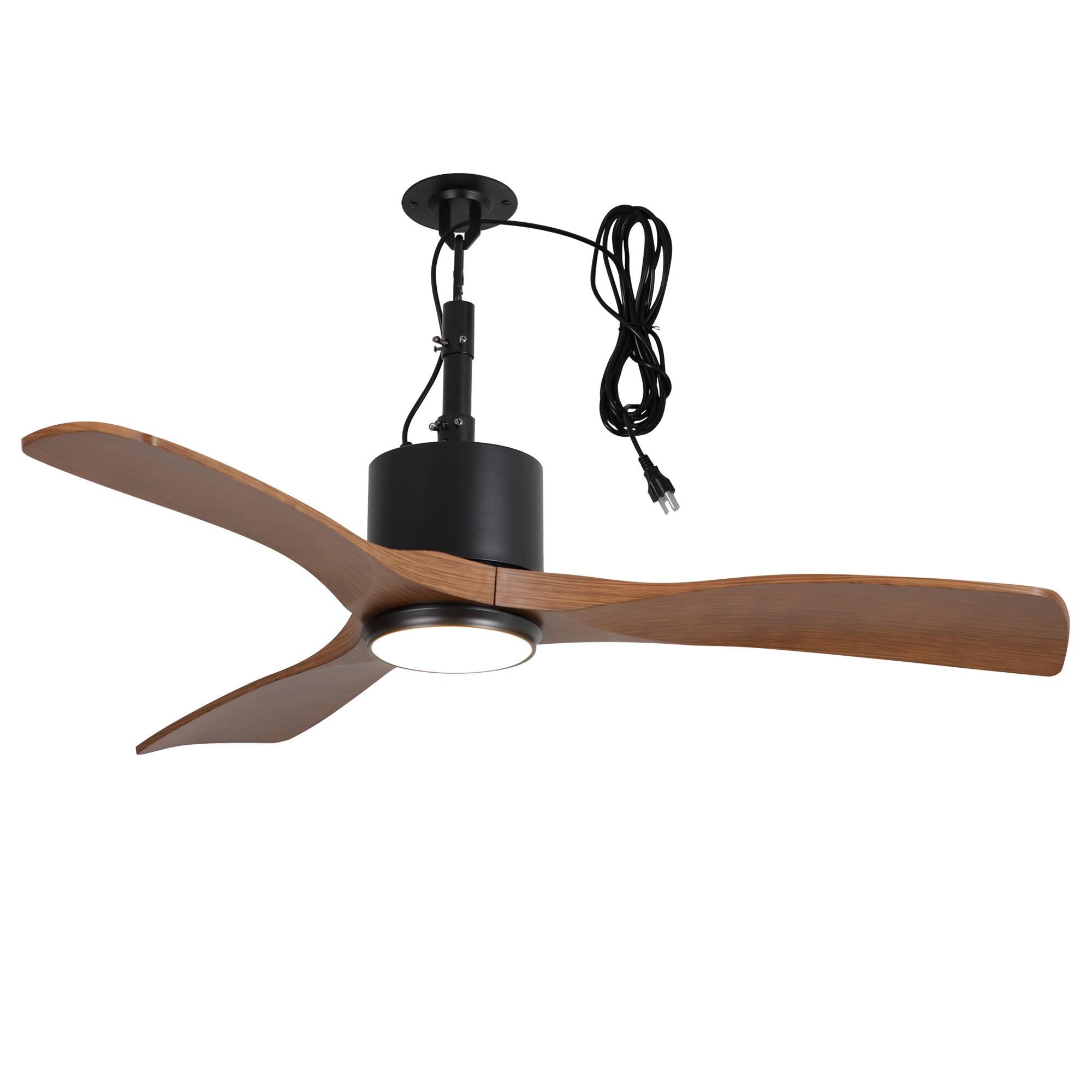 Back. Parrot Uncle - 42" Classic Waterproof Wet Outdoor Gazebo Hook Ceiling Fan with Light and Plug in - Brown.