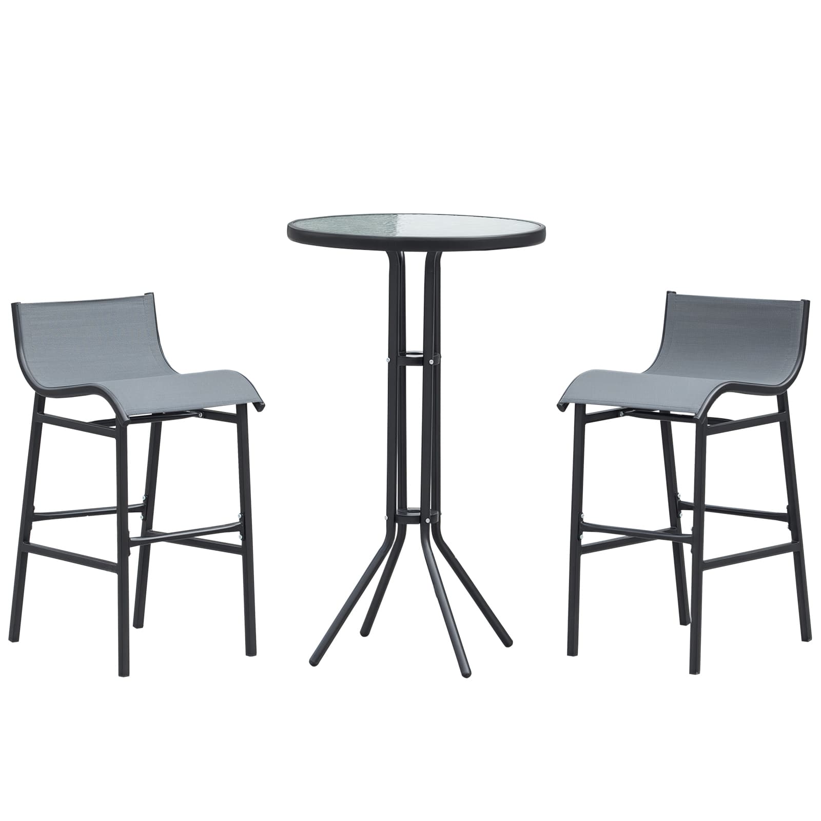 Outsunny - Piece Bar Height Outdoor Bistro Set for 2 - Charcoal Gray